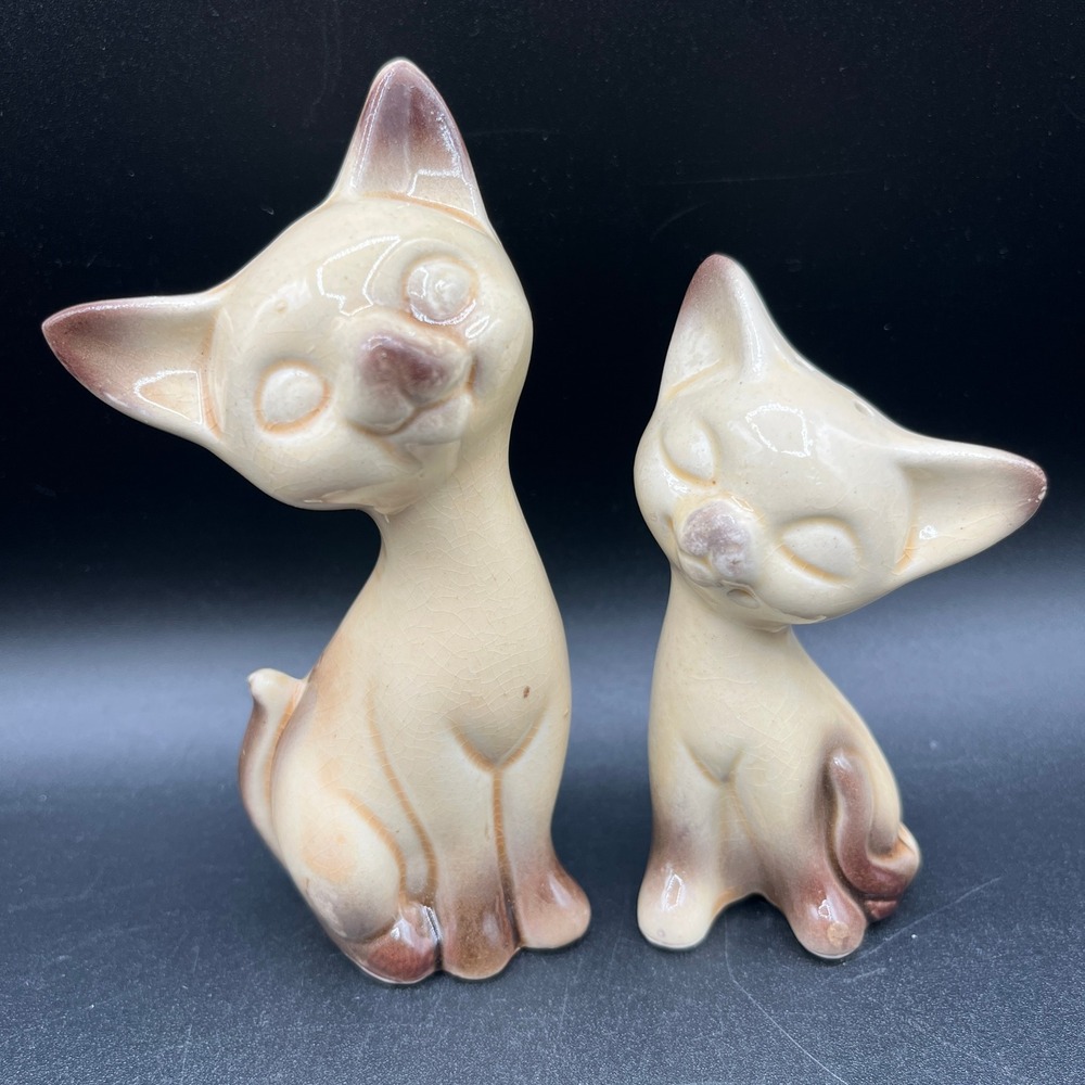 Vtg Siamese‎ Cat Salt Pepper Shakers Mid Century Modern Japan Ceramic Set 5"